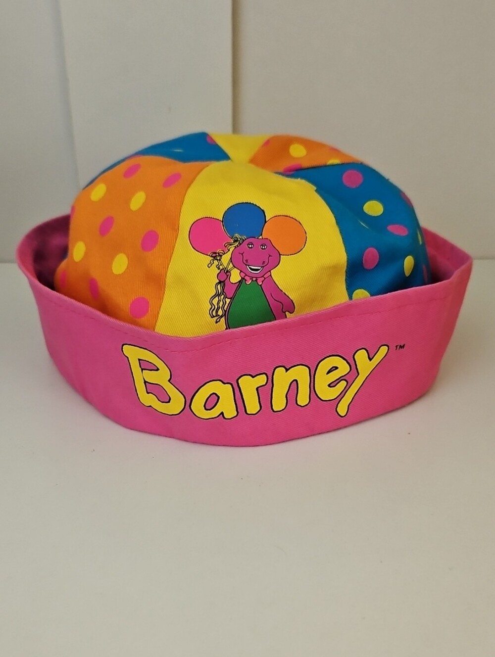 Vtg Barney And Friends Colorblock Bucket Hat 1993 The Lyons Group Child 4/6x 90s